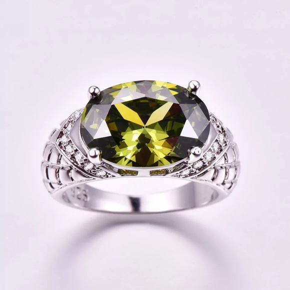 18K/925 white gold plated w green sapphires - Picture 3 of 3